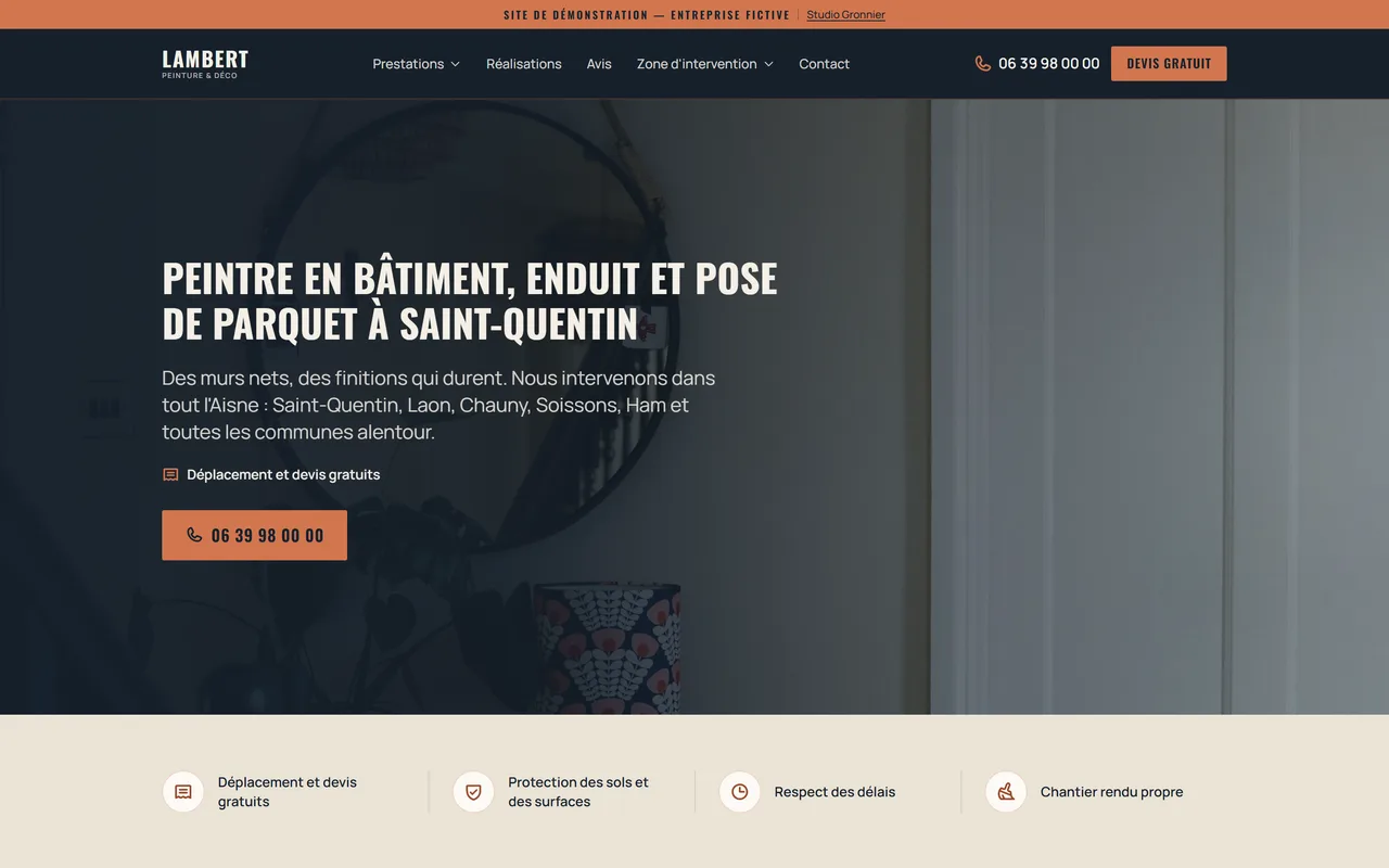 Démo de site pour peintre à Saint-Quentin