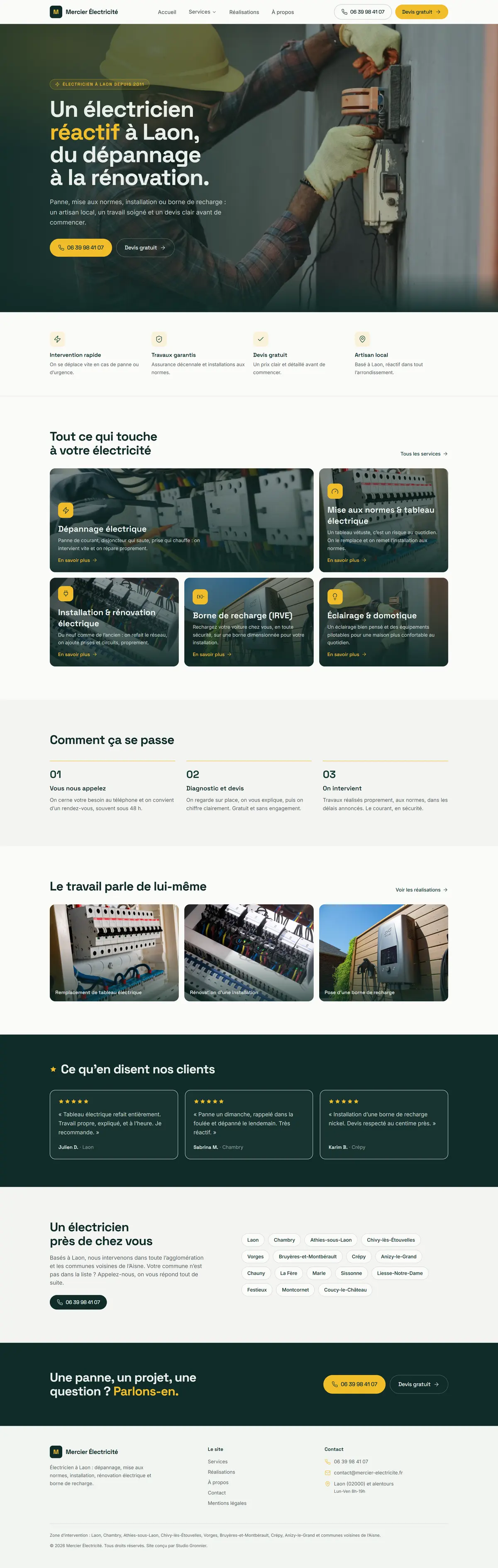 Exemple de site pour un artisan du bâtiment réalisé par Studio Gronnier