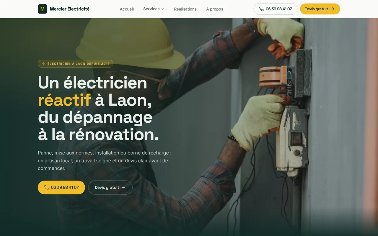 Démo de site pour électricien à Laon